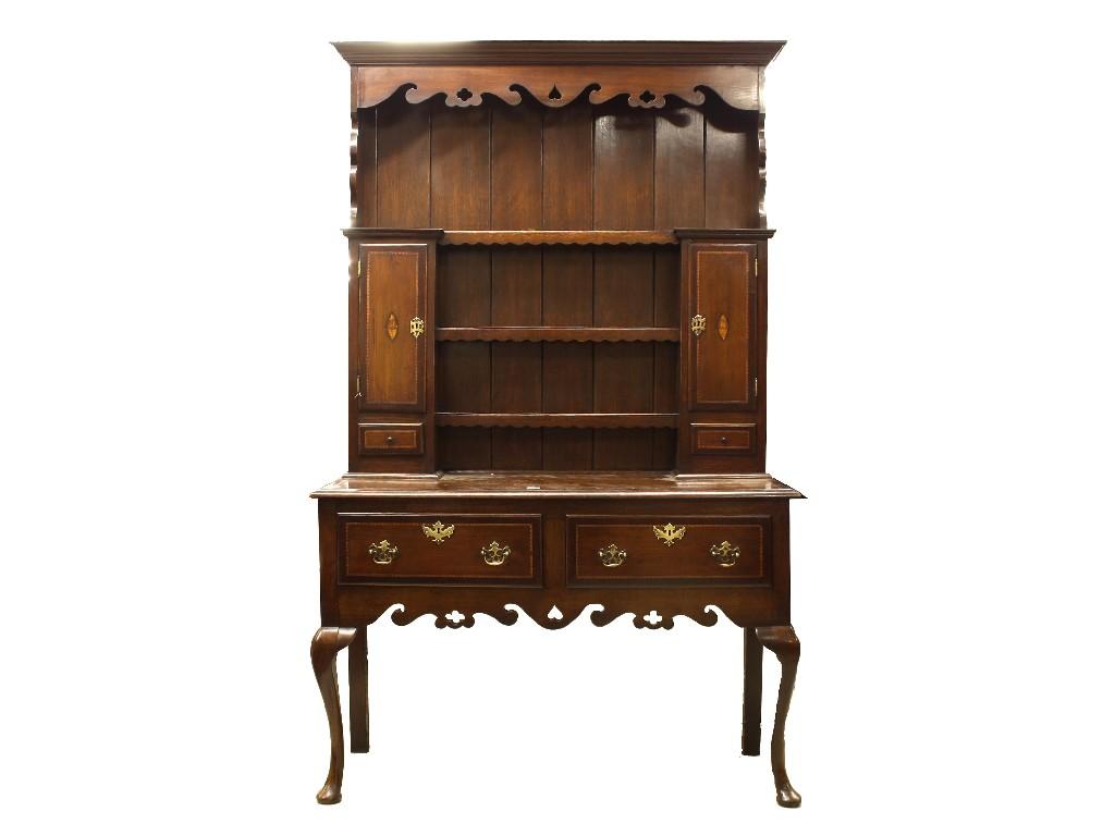 Appraisal: Georgian style oak dresser of small proportions the raised back