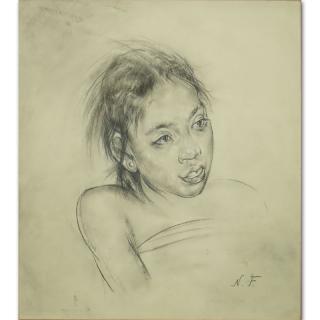 Appraisal: Attributed to Nikolai Fechin Russian - Charcoal on Paper Portrait