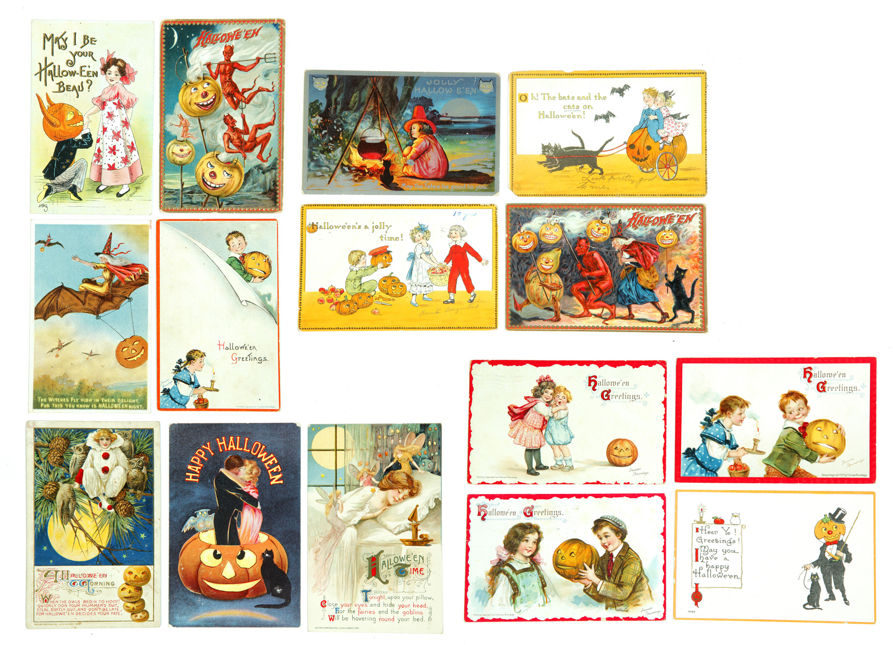 Appraisal: COLLECTION OF HALLOWEEN POSTCARDS INCLUDING JOHN WINSCH American and German