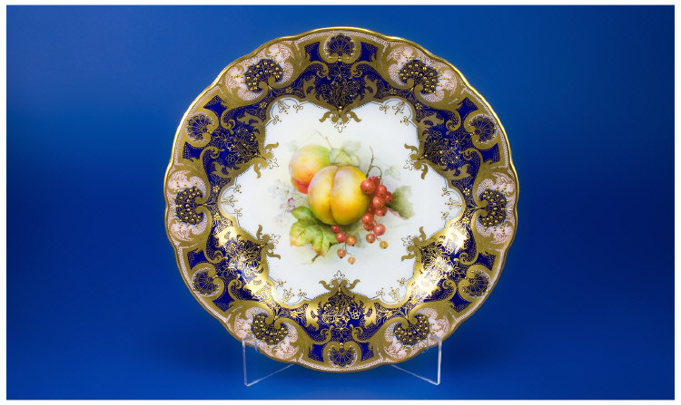 Appraisal: Royal Worcester Cabinet Plate Handpainted Still Life 'Peaches Berries Leaves