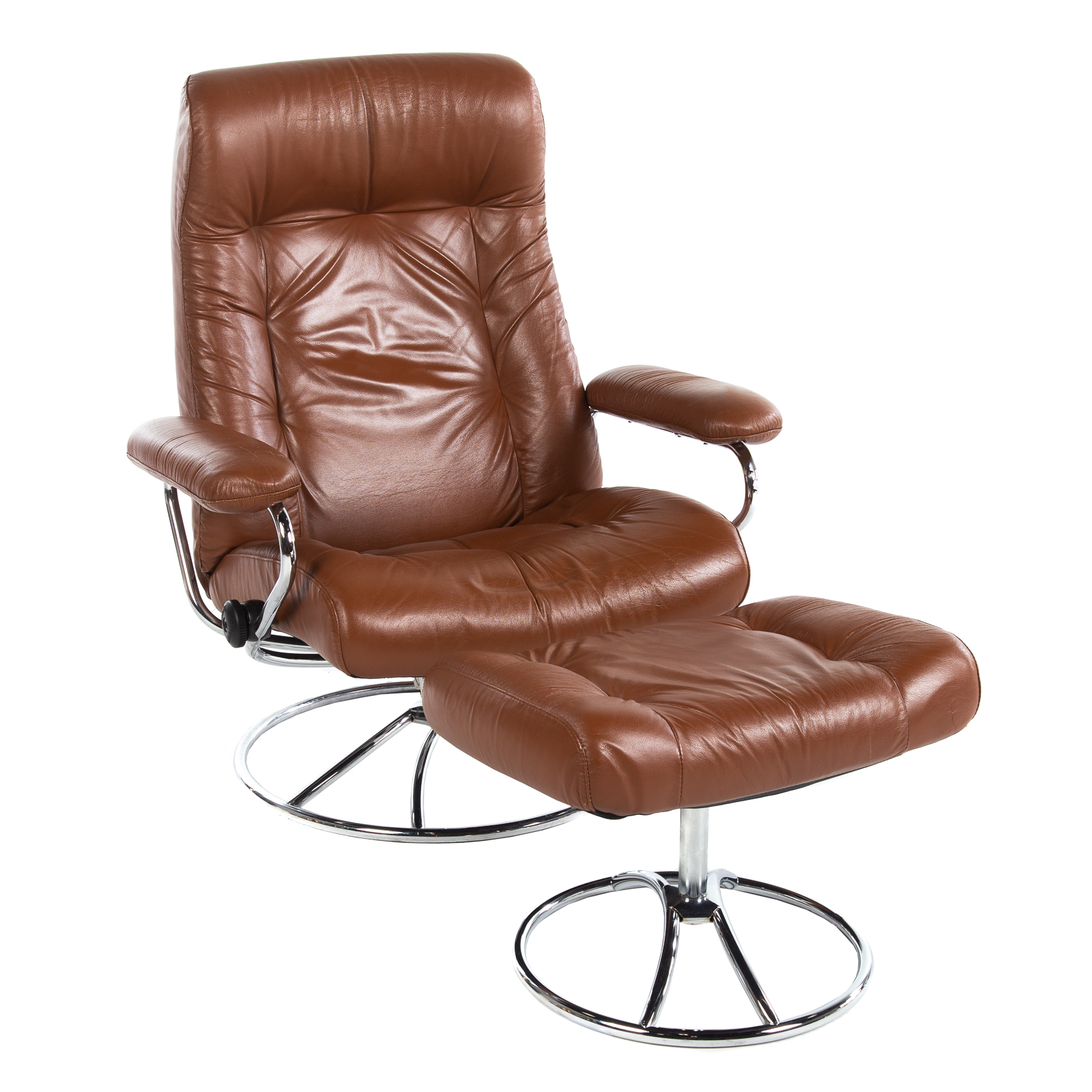 Appraisal: EKORNES STRESSLESS LEATHER CHAIR OTTOMAN th century leather adjustable reclining