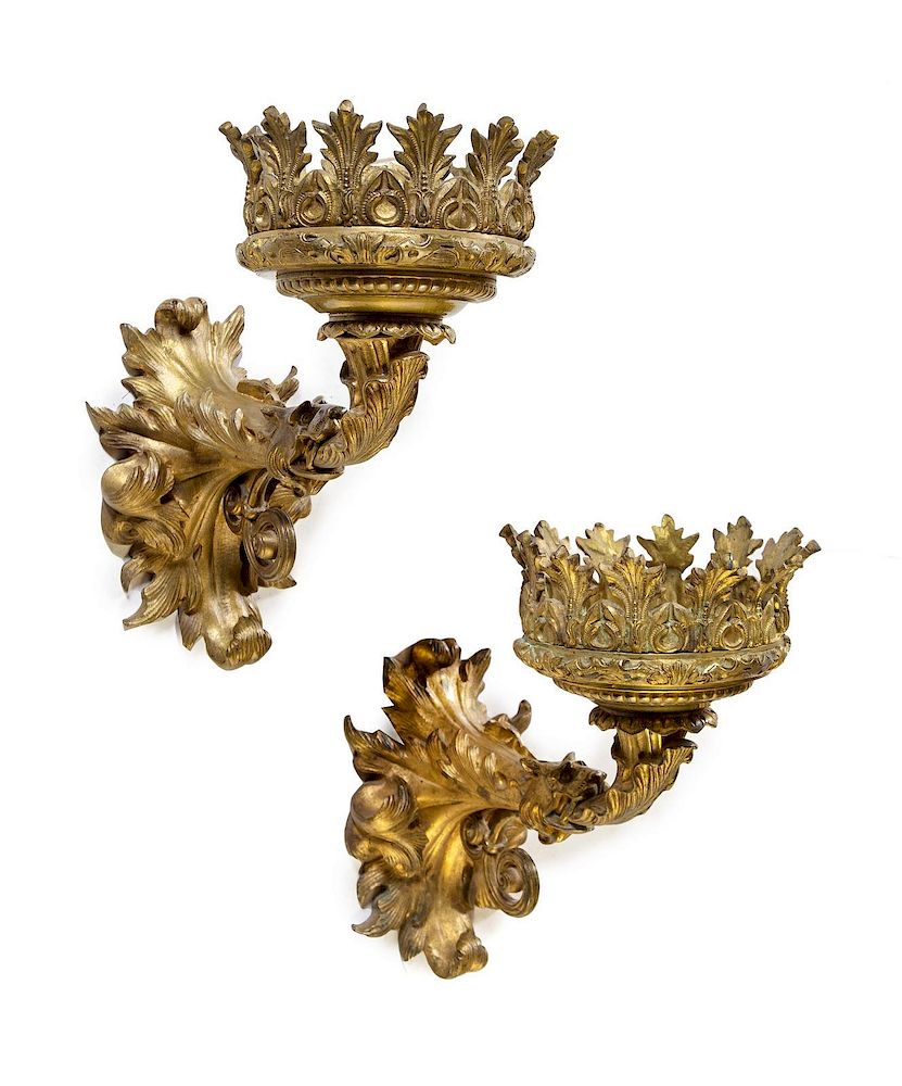 Appraisal: A Pair of English Regency Gilt Metal Sconces A Pair