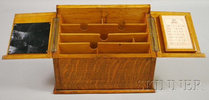 Appraisal: English Oak Slant-lid Desk Letter Box ht wd in