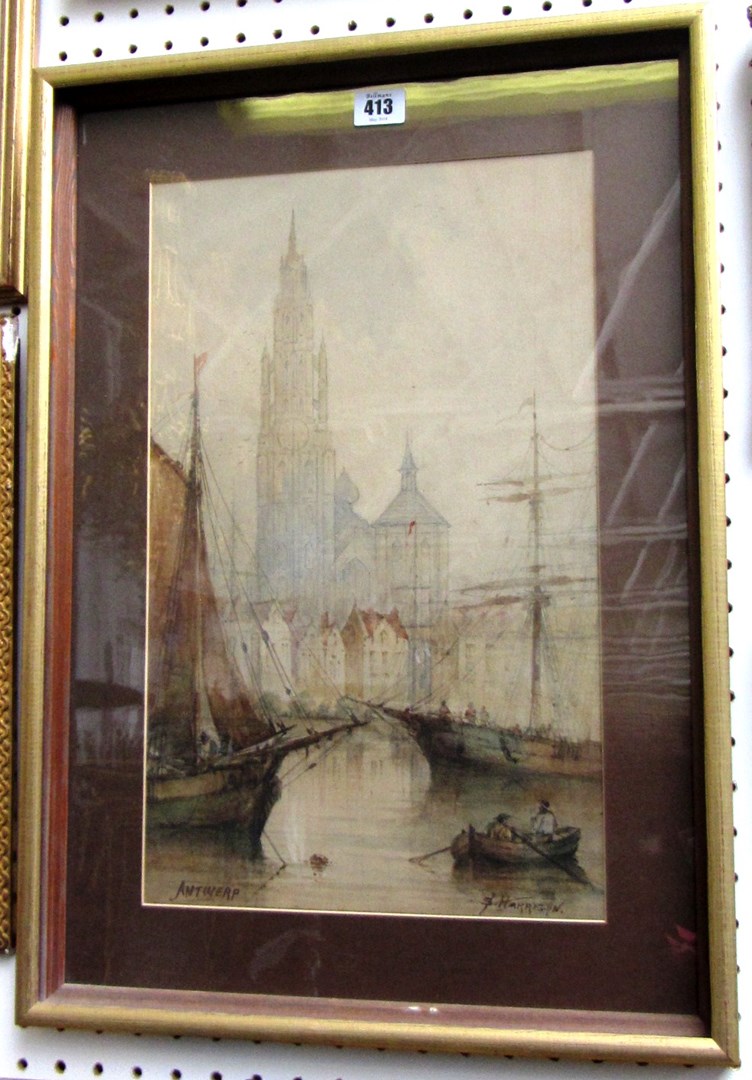 Appraisal: S Harrison th century Antwerp watercolour signed and inscribed cm