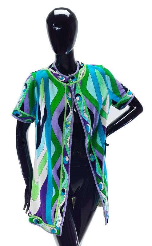 Appraisal: A 'S PUCCI BEACH JACKET Short sleeved velveteen in geometric