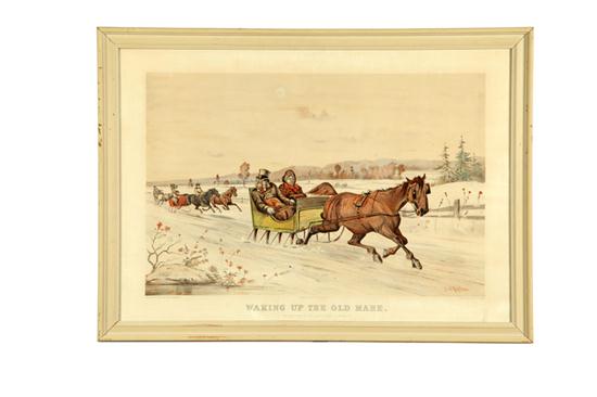 Appraisal: WAKING UP THE OLD MARE BY CURRIER IVES Chromolithograph on