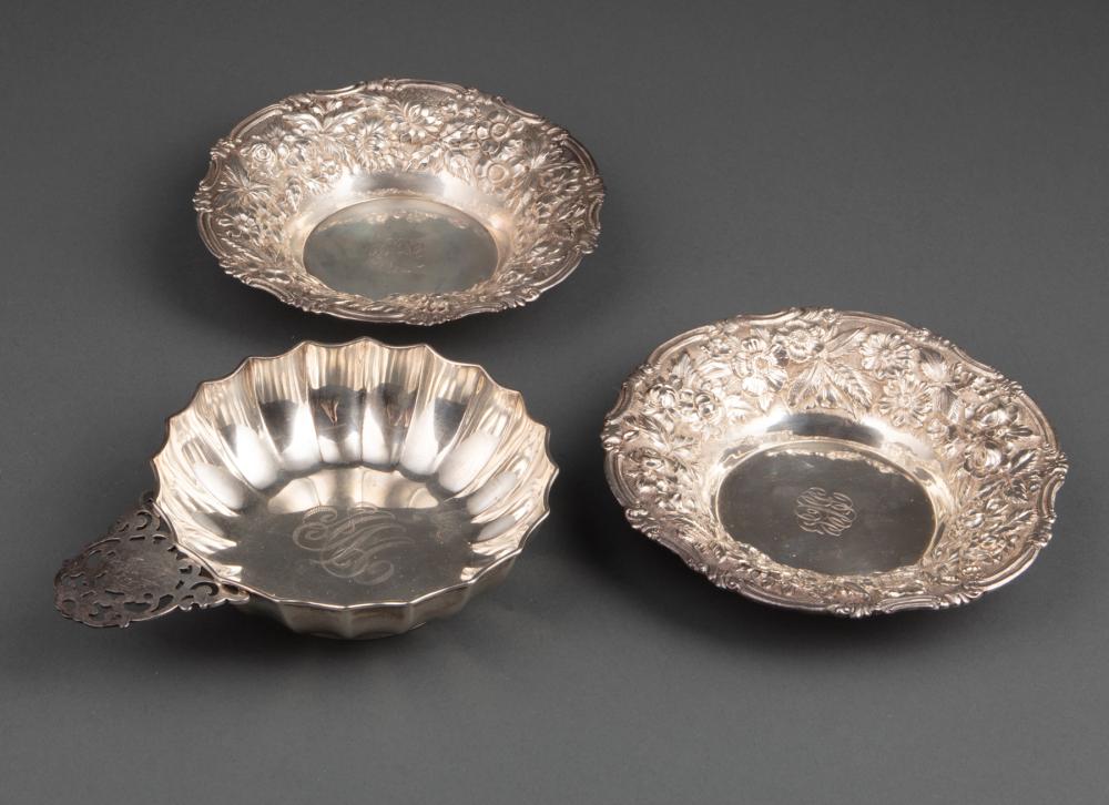 Appraisal: Pair of Schofield Sterling Silver Repousse Bowls Baltimore Rose pattern