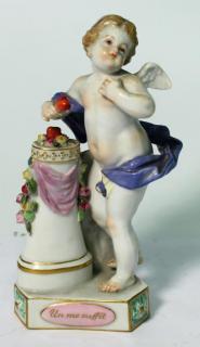 Appraisal: Meissen Just Me Porcelain Cherub Figure The angelic being draped