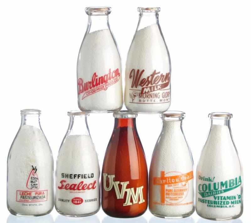 Appraisal: Lot of Milk Bottles from Various Locations Description Lot includes