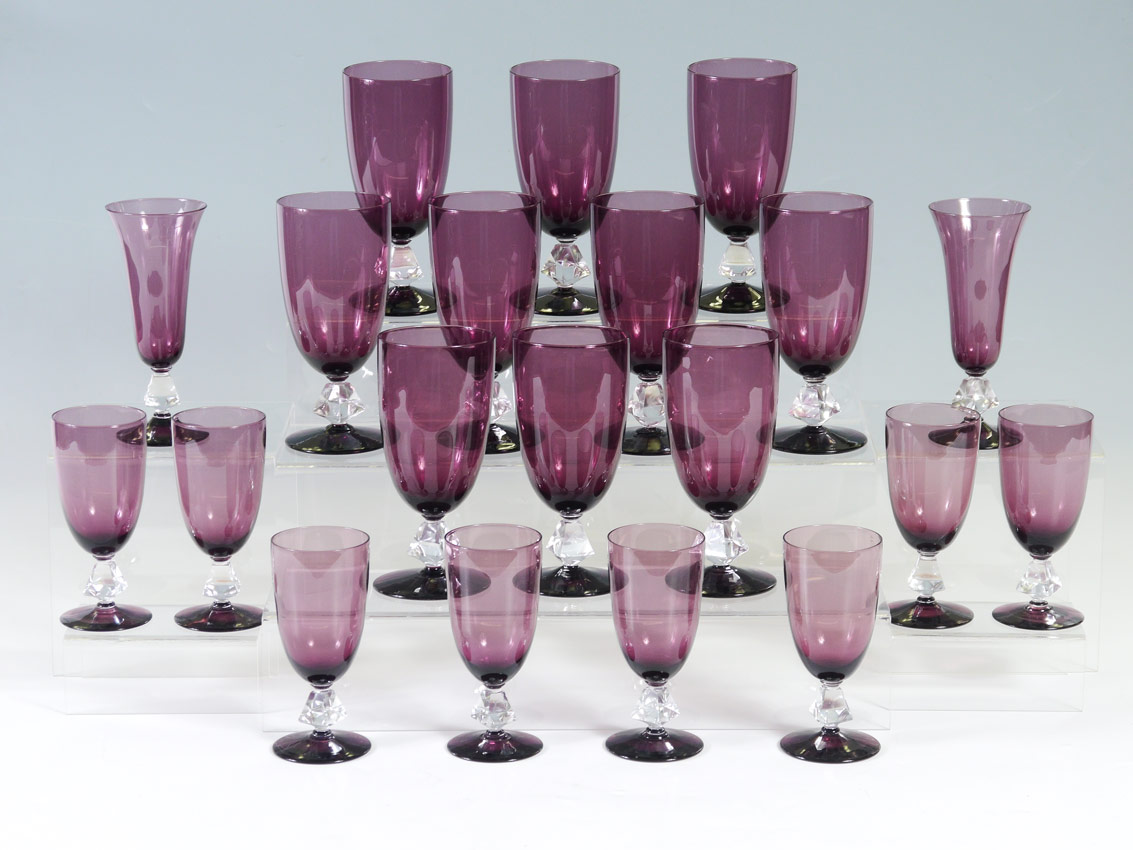 Appraisal: BRYCE ''AQUARIUS'' AMETHYST GLASS STEMS To include Iced tea ''