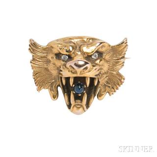 Appraisal: kt Gold and Diamond Brooch c designed as a lion