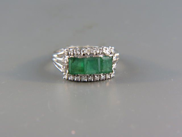 Appraisal: Emerald Diamond Ring square step cut gems totaling carat surrounded