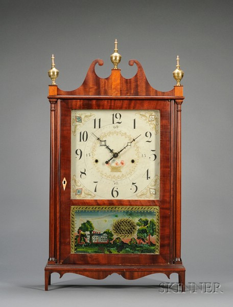 Appraisal: Mahogany Off-center Pillar and Scroll Clock by Seth Thomas Plymouth