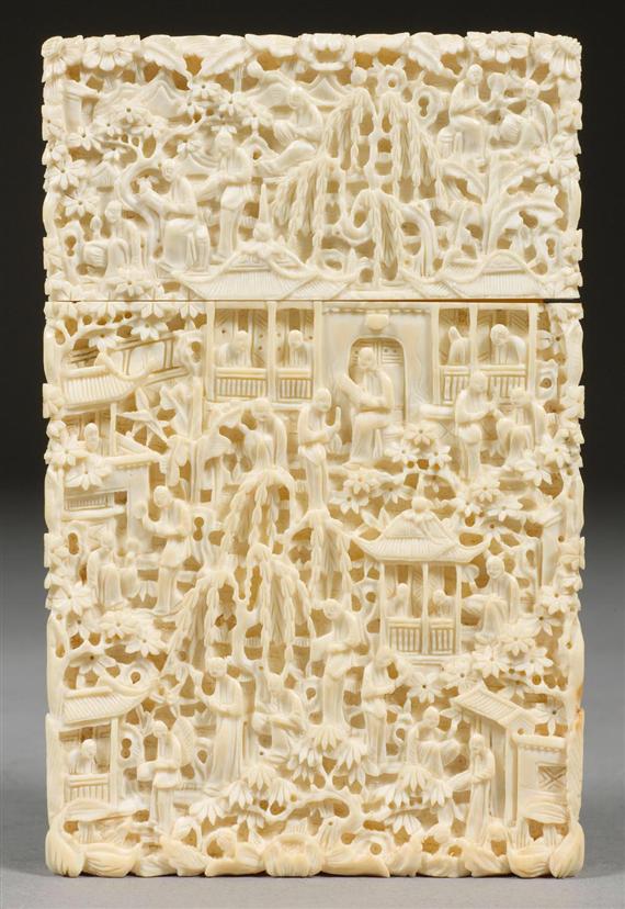 Appraisal: A CARD CASE China th c x x cm Ivory