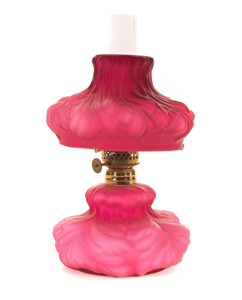 Appraisal: Miniature Satin Cased Glass Drape Lamp Miniature Satin Cased Glass