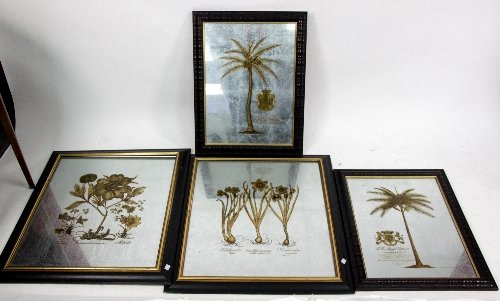 Appraisal: Four reproduction botanical mirror prints various sizes framed and glazed