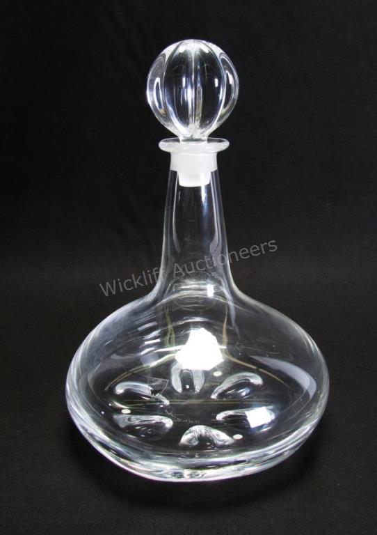 Appraisal: Signed Orrefors Crystal Ships Decanter with original label signed on