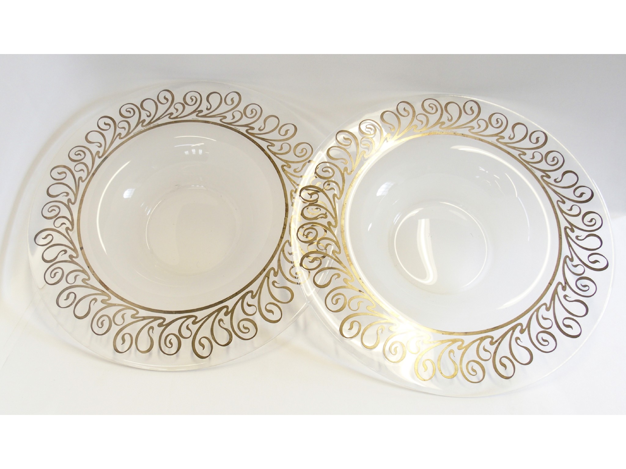 Appraisal: Pair of glass dishes with silvered decoration marked Omaggio a