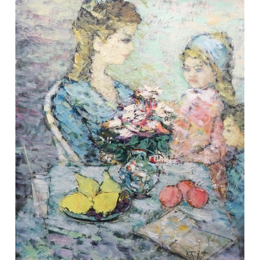 Appraisal: Bertholdo Taubert French b Jeune Femme et Enfants Signed B