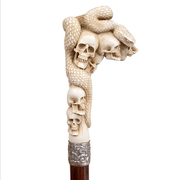 Appraisal: Stag Skull and Snake Cane- Exclusive on Bidsquare Stag Skull