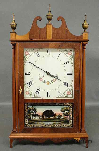 Appraisal: Elmer O Stennes pillar and scroll Eli Terry style clock