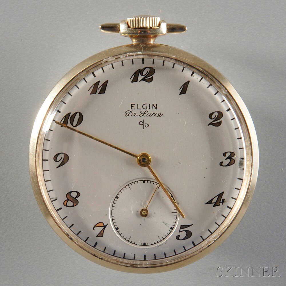 Appraisal: Elgin De Luxe kt Open Face Watch Illinois No I