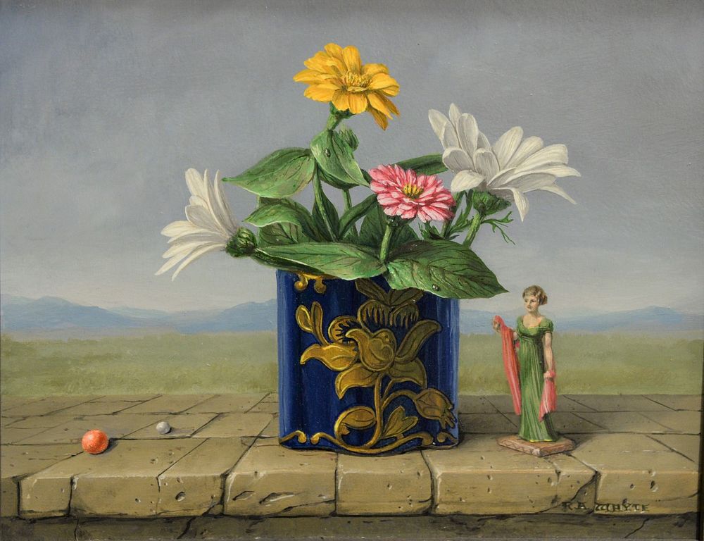 Appraisal: Raymond Whyte - Still Life Flower in Urn with Figural