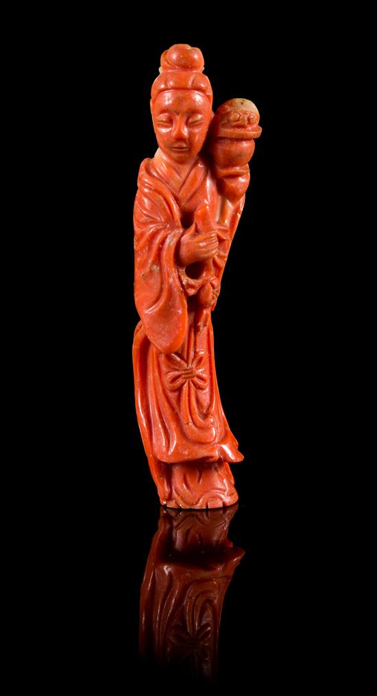 Appraisal: Sale Lot A Small Coral Carving of a Female Immortal