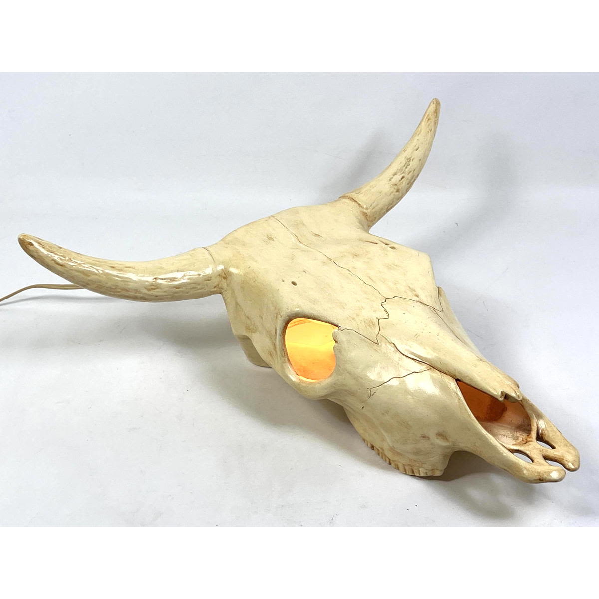 Appraisal: Lady C Pottery Steer Skull Wall Sculpture Light Dimensions H