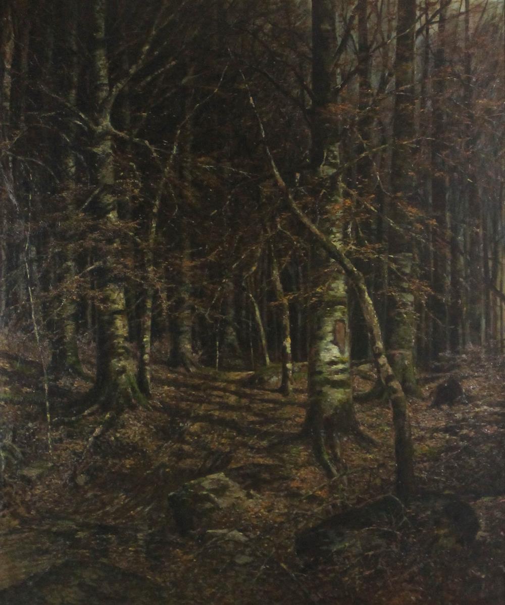 Appraisal: THOMAS CORWIN LINDSAY AMERICAN - BIRCHES Oil on canvas x