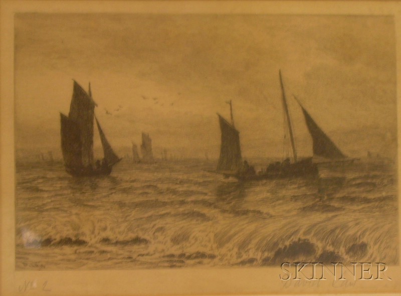 Appraisal: David Law British - Dories in the Surf Signed David