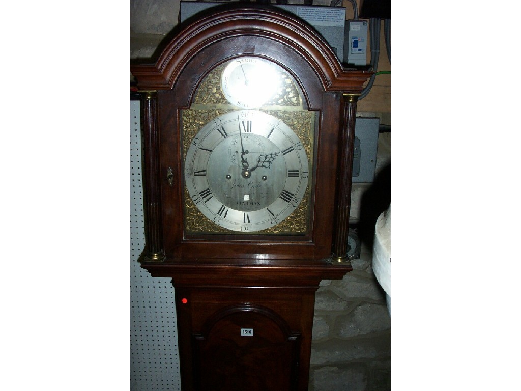 Appraisal: A Georgian mahogany longcase clock the trunk with full length