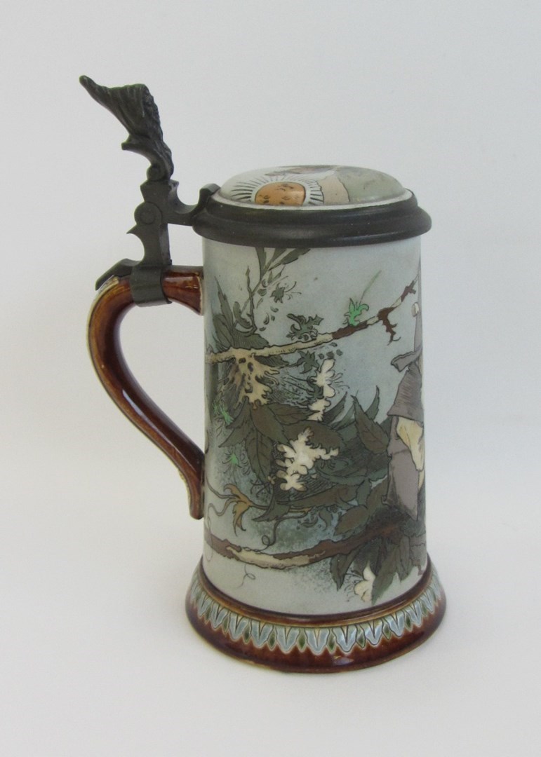 Appraisal: A Mettlach stoneware stein late th early th century incised