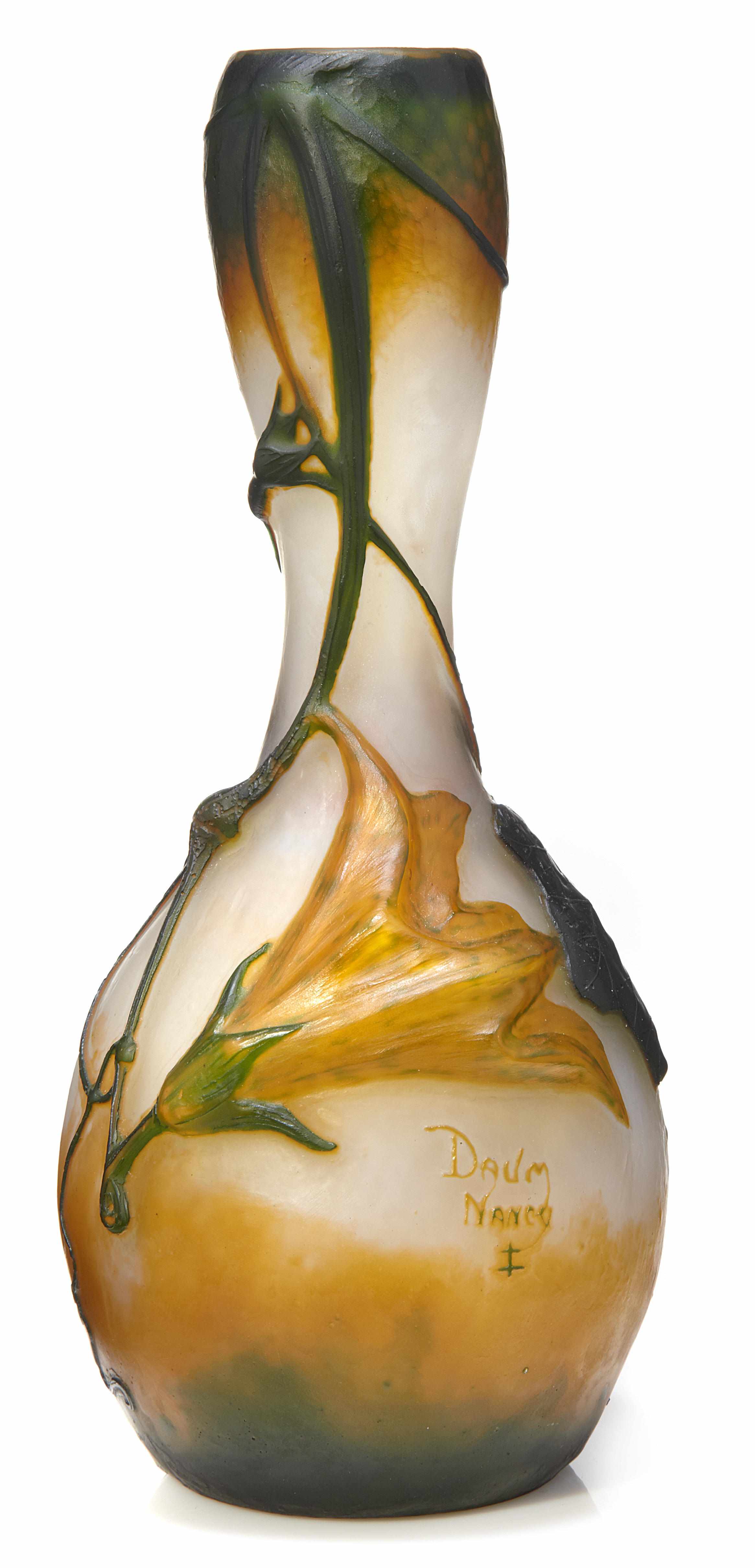 Appraisal: A Daum Nancy mold-blown cameo glass Colocynth vase circa signed