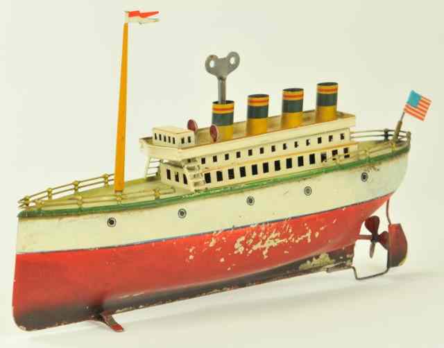 Appraisal: ARNOLD OCEAN LINER Germany c clockwork driven hand painted in