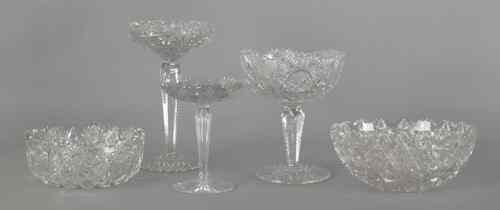 Appraisal: Five pieces of brilliant cut glass tallest -