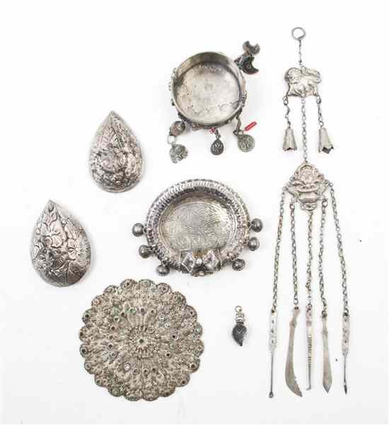 Appraisal: A Group of Middle Eastern Silver and Silvered Metal Articles