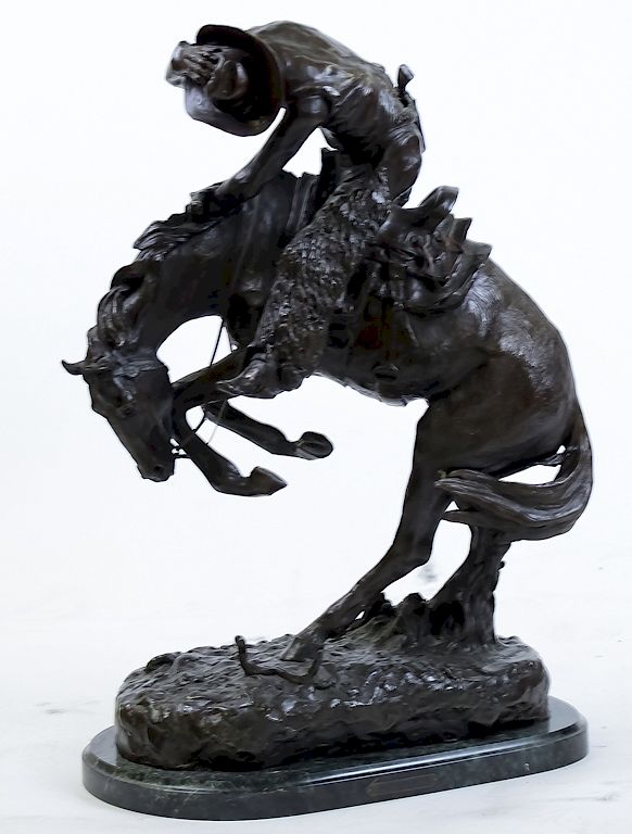 Appraisal: Remington American Cowboy Western Bronze Sculpture After Frederic Remington -