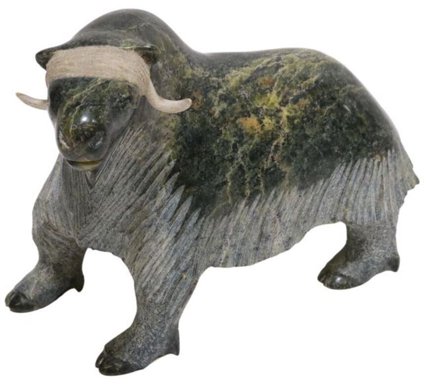 Appraisal: Inuit carved hardstone sculpture Musk Ox attributed to Nuyaliaq Qimirpik