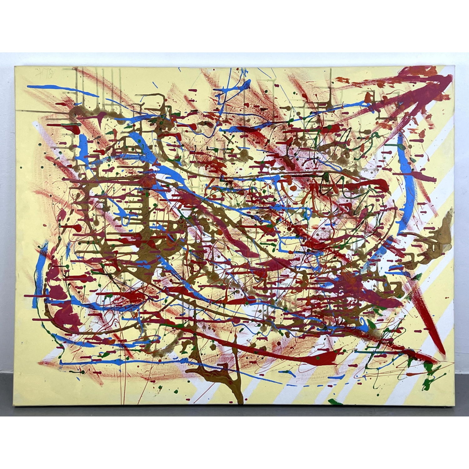 Appraisal: RLH Modernist Abstract Drip Painting Canvas Signed Dimensions H inches