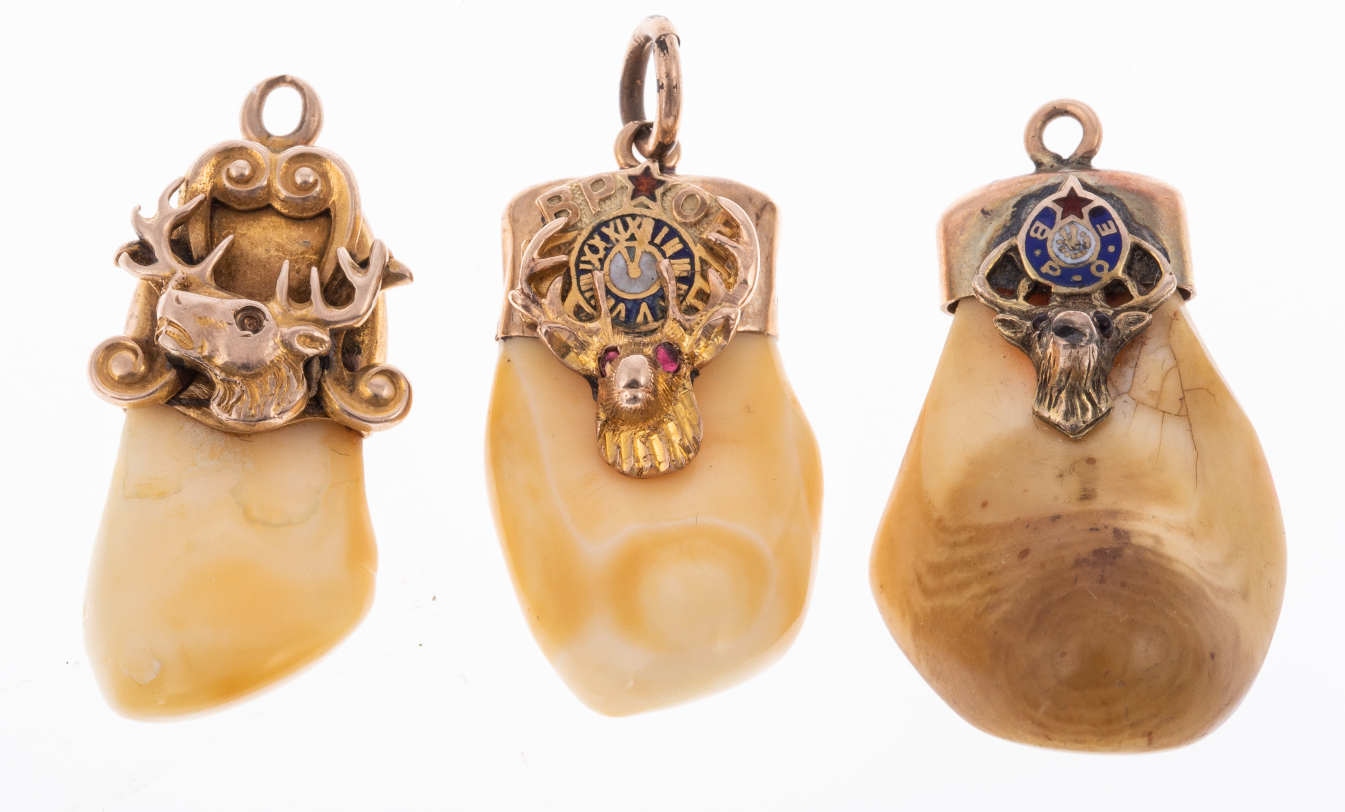 Appraisal: ELKS TOOTH PENDANTS B P O E Three total one