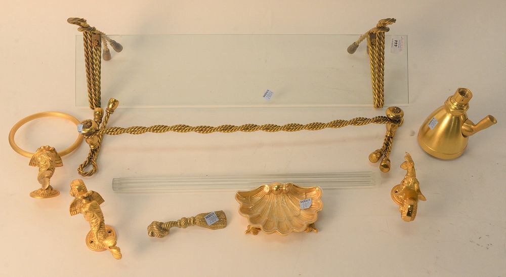 Appraisal: Seven Piece Lot of Bathroom Hardware attributed to Sherle Wagner