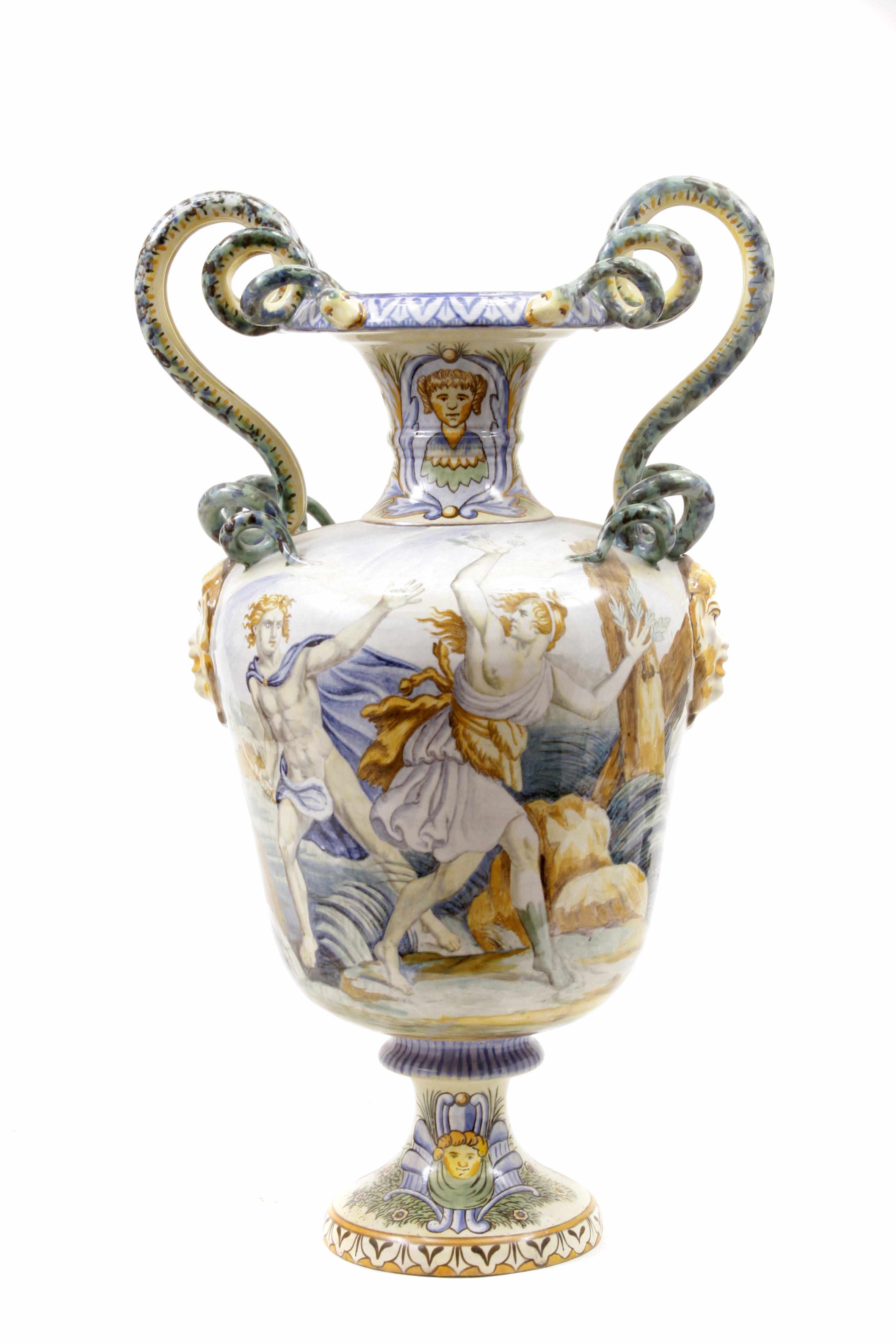 Appraisal: A large Italian maiolica style earthenware vase height in