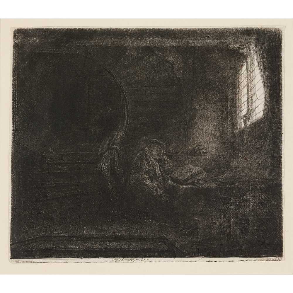 Appraisal: REMBRANDT VAN RIJN DUTCH - ST JEROME IN A DARK