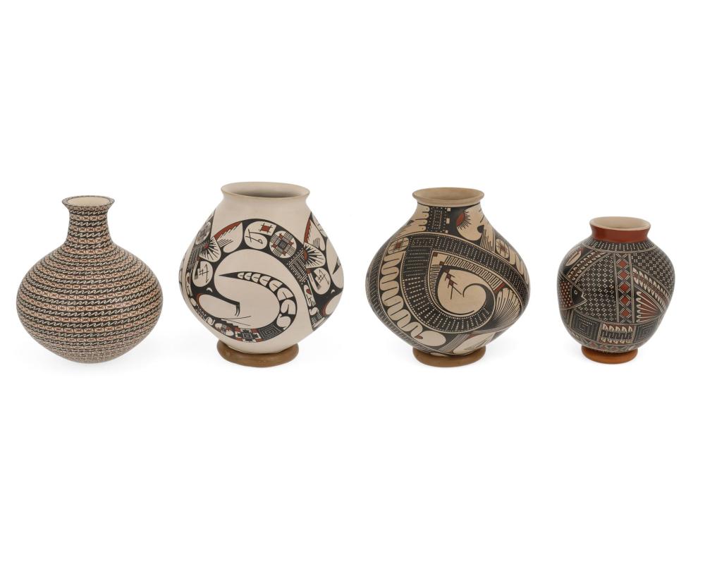 Appraisal: A group of Mata Ortiz pottery vessels Four works A