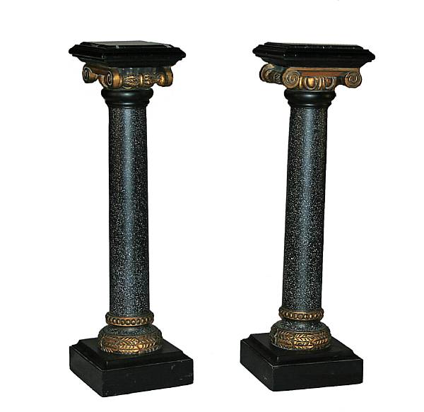 Appraisal: A pair of Neoclassical style paint decorated parcel gilt pedestals