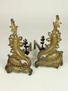 Appraisal: ANDIRONS - Pair of th c brass French chenets with