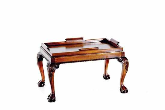 Appraisal: Chippendale style mahogany tray on stand rectangular inlaid tray with