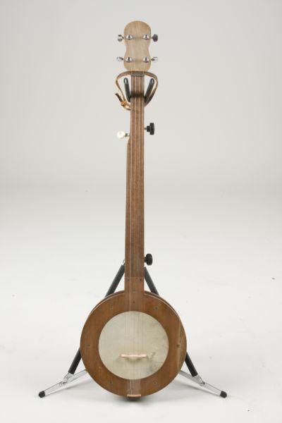 Appraisal: Folk Art Fretless Five-String Banjo walnut fingerboard maple pot and