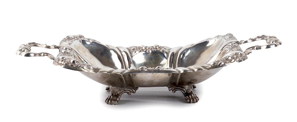 Appraisal: Silver basket - Vienna Silver basket - Vienna rectangular shaded